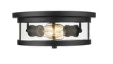 Bethel Black Flush Mount in Metal & Glass