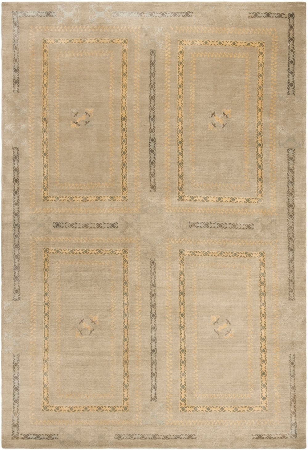 Thomas O'Brien Dufour Rug: Elegant Wool & Silk Classic with Medallions for Timeless Home Décor