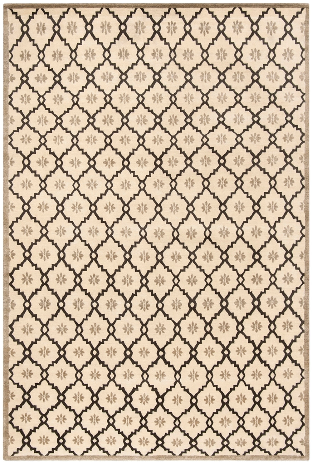 Thomas Hand Knotted Chippendale Rug – Luxurious Wool & Silk Blend with Classic Fretwork Design