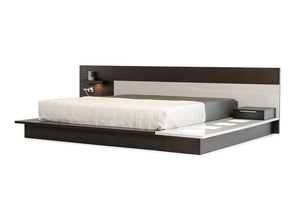 VIG Furniture Queen Modrest Torino Contemporary Brown Oak & Grey Platform Bed w/ Lights VGWCSB-B03-BRNGRY-Q