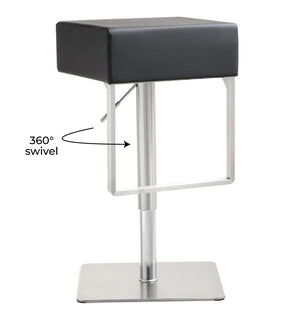 Seville Black Stainless Adjustable Barstool