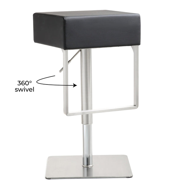 Seville Black Stainless Adjustable Barstool