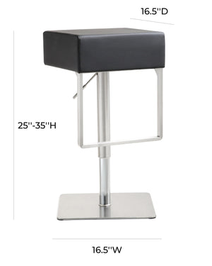 Seville Black Stainless Adjustable Barstool