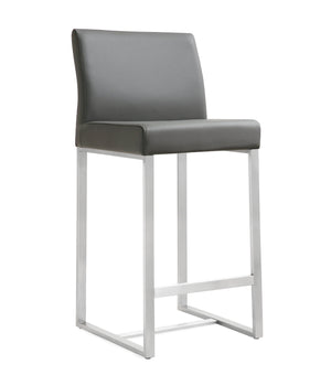 Denmark Grey Stainless Steel Counter Stool (Set of 2)