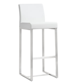 Denmark White Stainless Steel Barstool (Set of 2)