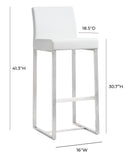 Denmark White Stainless Steel Barstool (Set of 2)