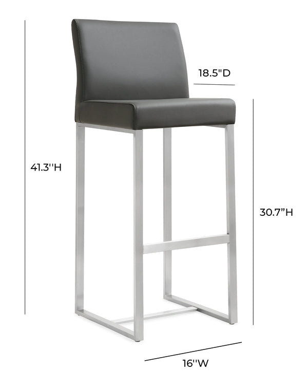 Denmark Grey Stainless Steel Barstool (Set of 2)