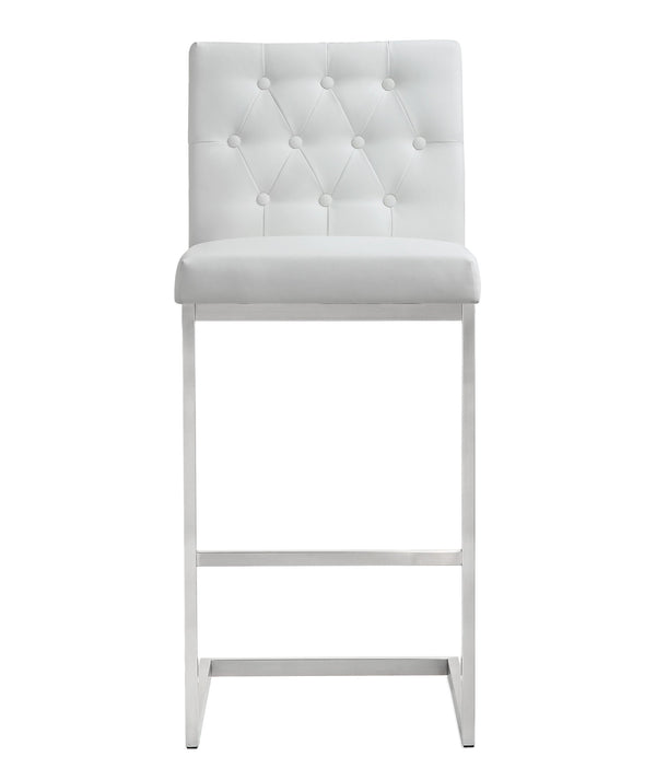 Helsinki White Stainless Steel Barstool - Set of 2