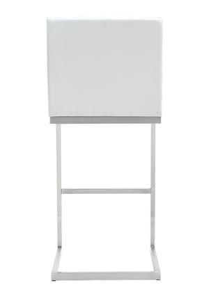 Helsinki White Stainless Steel Barstool - Set of 2