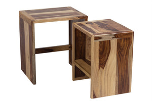 Porter Designs Sheesham Accents Solid Wood Set of 2 Nesting Natural End Table Natural 07-116-11-PDU07