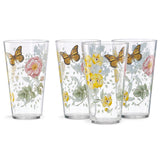 Butterfly Meadow 4-Piece Highball Glass Set - Stylish Break-Resistant Acrylic for Picnics & Events!