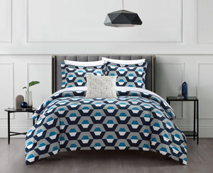 Chic Home Miles Comforter Set Blue Queen