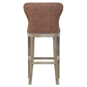 Dorsey Faux Leather Bar Stool – Stylish, Distressed Design for Modern or Transitional Spaces, 30” Height