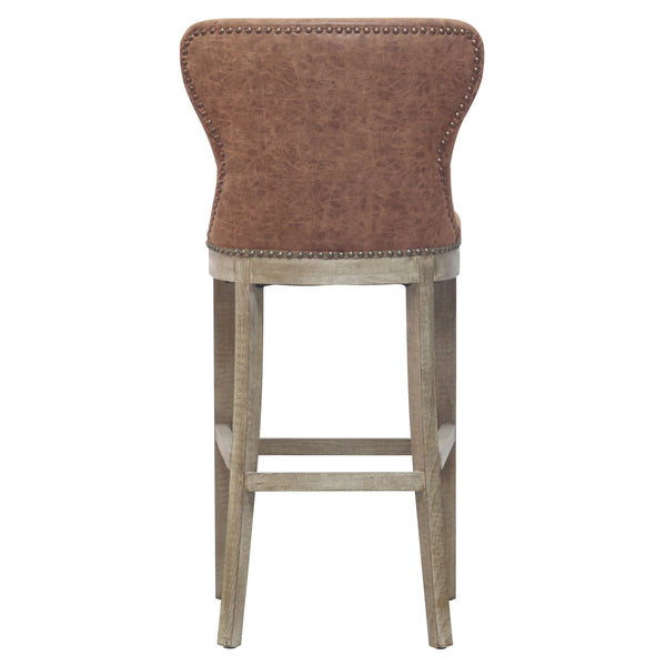 Dorsey Faux Leather Bar Stool – Stylish, Distressed Design for Modern or Transitional Spaces, 30” Height