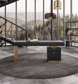 VIG Furniture Modrest Trahan - Modern Grey Elm & Gold Office Desk VGBBMQ2101-GRY-DESK