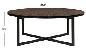 Cheyenne Coffee Table - Striking Blue and White Chevron Design with Sleek Lacquer Finish & Metal Frame