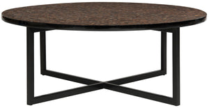 Cheyenne Coffee Table - Striking Blue and White Chevron Design with Sleek Lacquer Finish & Metal Frame