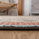 Trace 221 Contemporary Hand Tufted 65% Wool, 25% Viscose, 10% Nylon Rug Blue / Rust