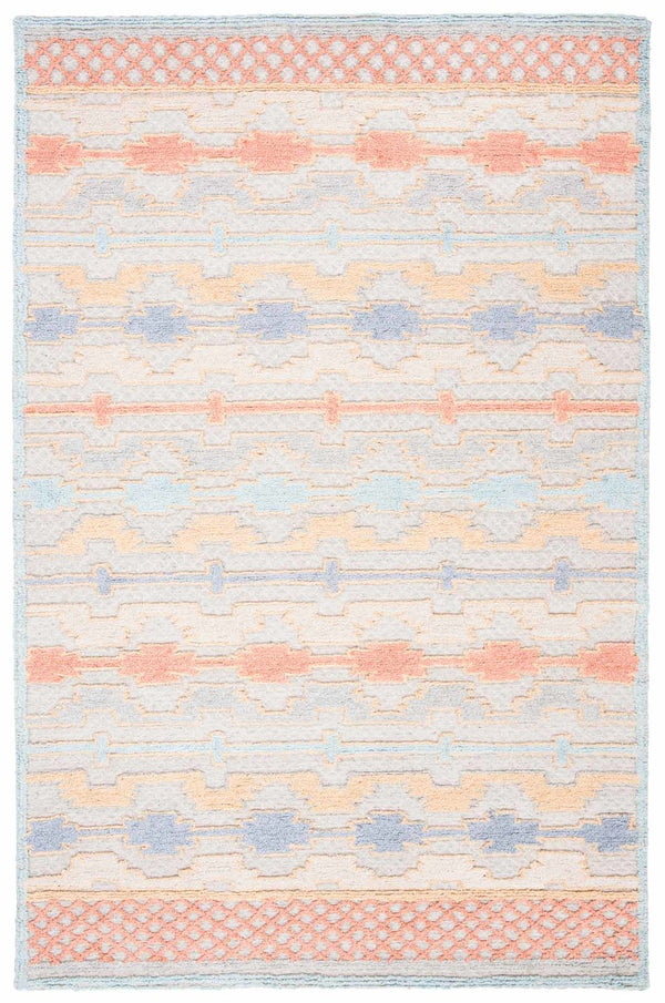 Trace 221 Contemporary Hand Tufted 65% Wool, 25% Viscose, 10% Nylon Rug Blue / Rust