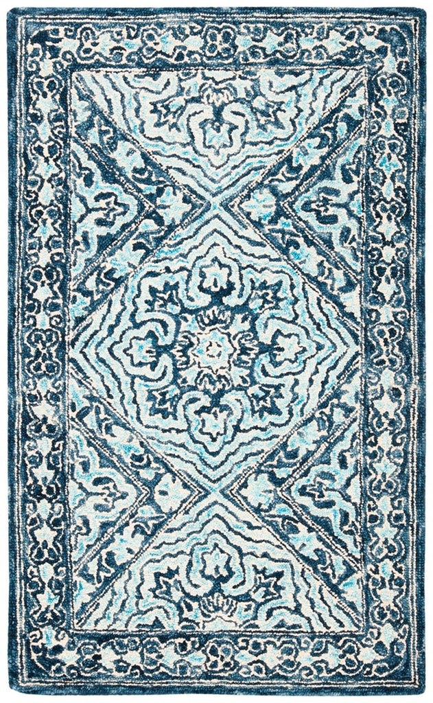 Trace 507 Transitional Hand Tufted 100% Wool Pile Rug Navy / Light Blue