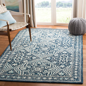 Trace 507 Transitional Hand Tufted 100% Wool Pile Rug Navy / Light Blue