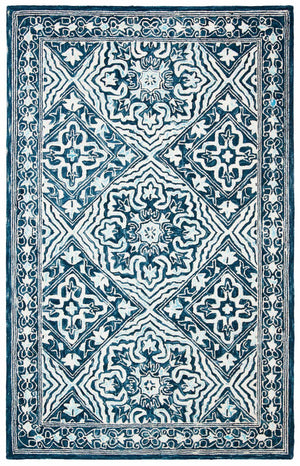 Trace 507 Transitional Hand Tufted 100% Wool Pile Rug Navy / Light Blue