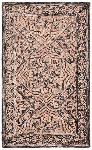 Trace 507 Transitional Hand Tufted 100% Wool Pile Rug Black / Red