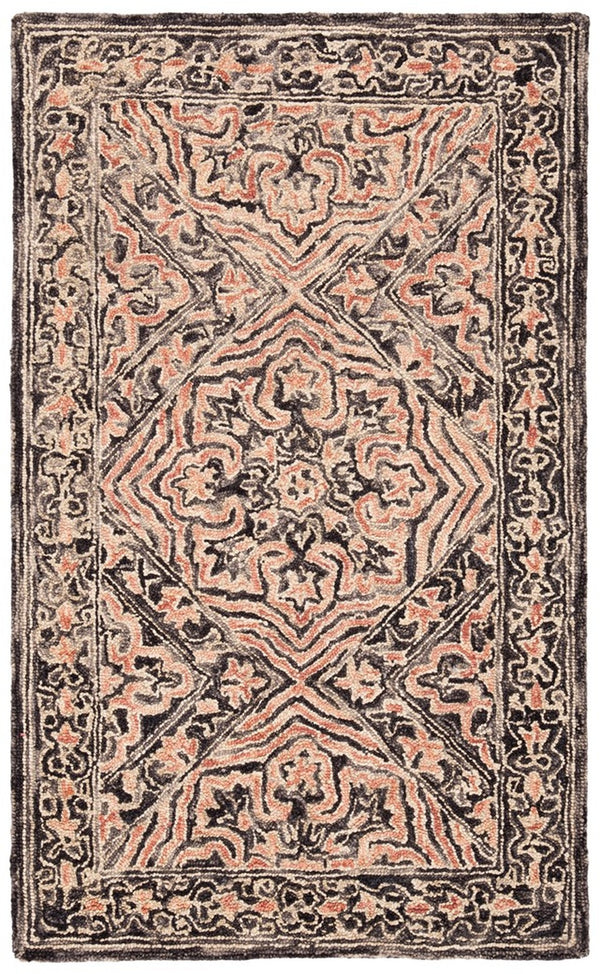 Trace 507 Transitional Hand Tufted 100% Wool Pile Rug Black / Red