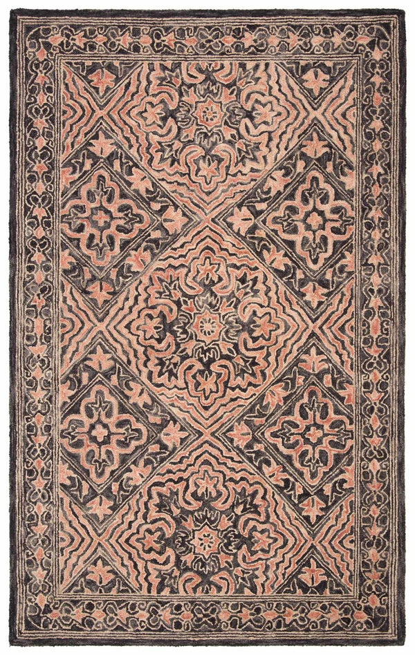 Trace 507 Transitional Hand Tufted 100% Wool Pile Rug Black / Red