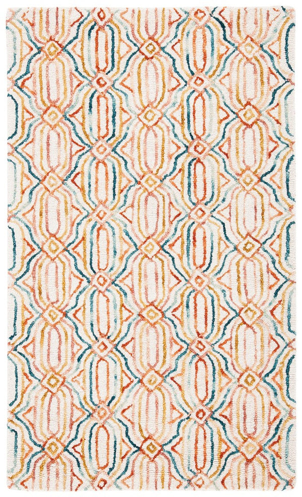 Trace 511 Contemporary Hand Tufted 100% Wool Pile Rug Ivory / Navy