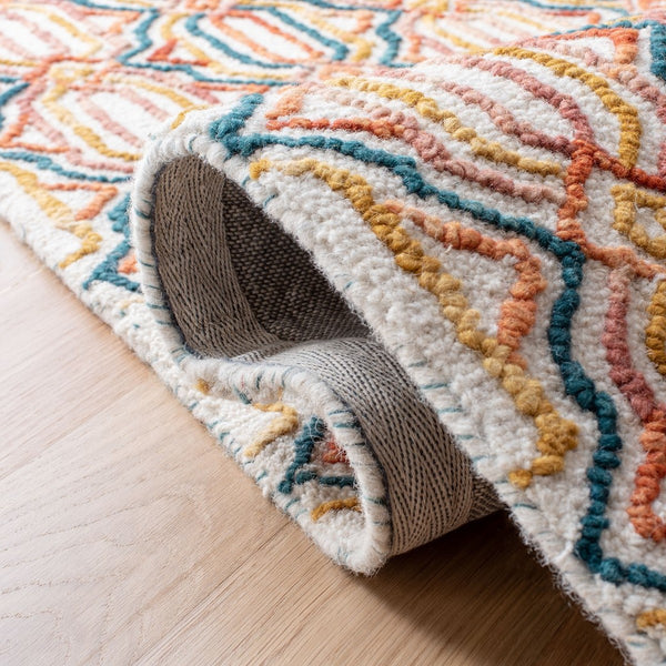 Trace 511 Contemporary Hand Tufted 100% Wool Pile Rug Ivory / Navy