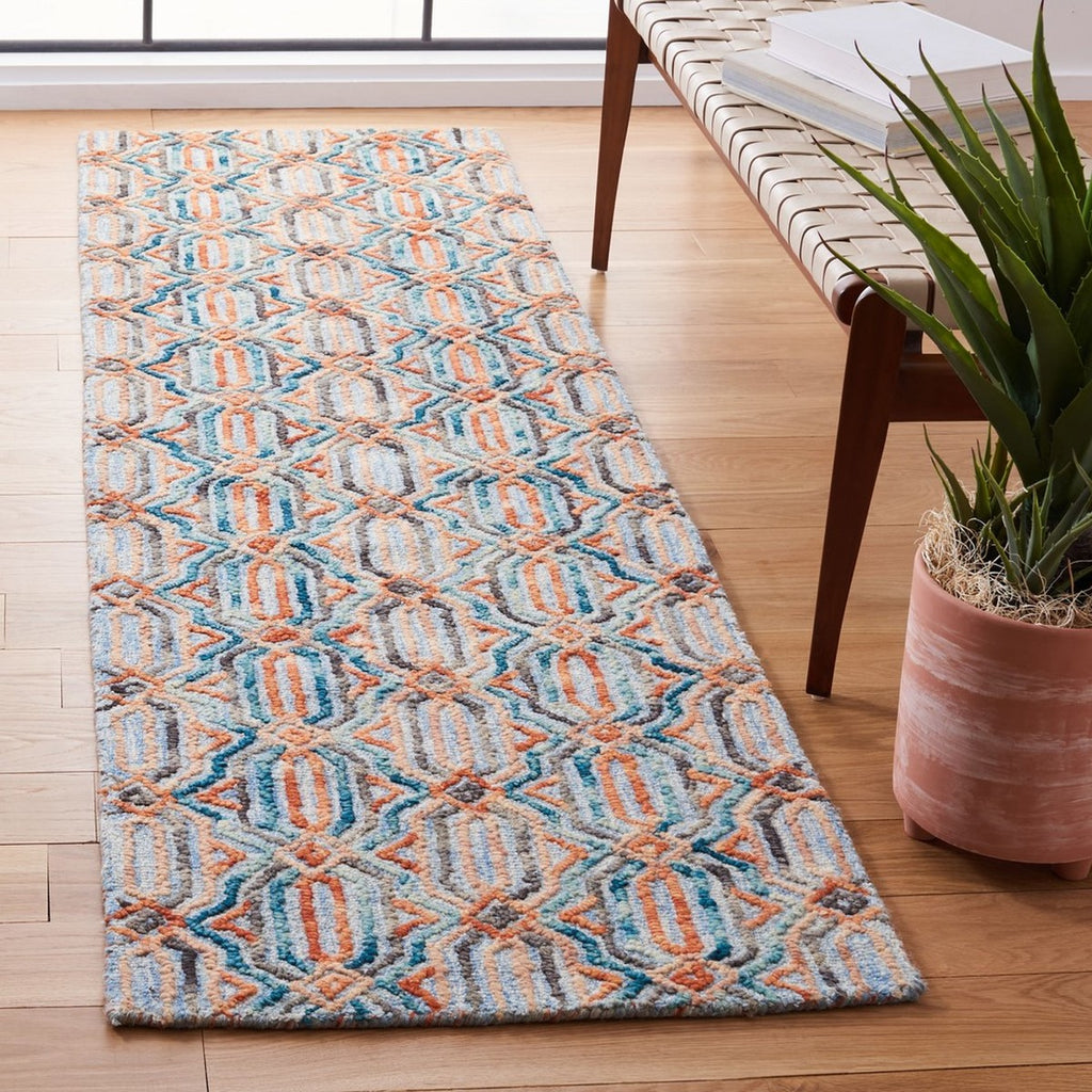 Trace 511 Contemporary Hand Tufted 100% Wool Pile Rug Light Blue / Blue