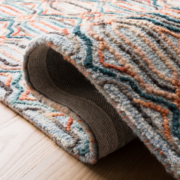 Trace 511 Contemporary Hand Tufted 100% Wool Pile Rug Light Blue / Blue