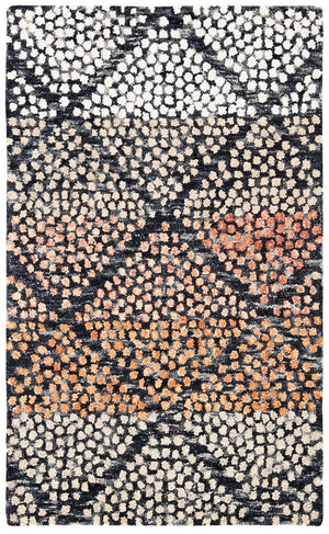 Trace 513 Contemporary Hand Tufted 100% Wool Pile Rug Navy / Ivory