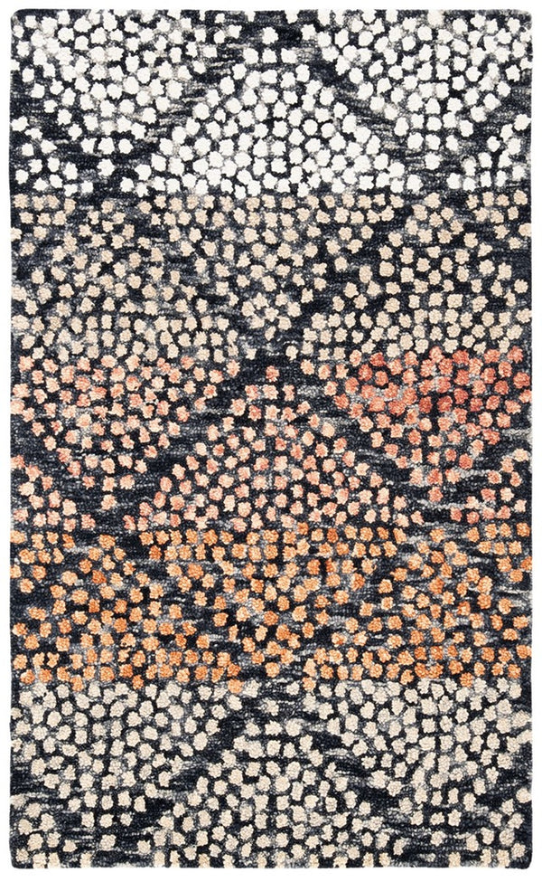 Trace 513 Contemporary Hand Tufted 100% Wool Pile Rug Navy / Ivory