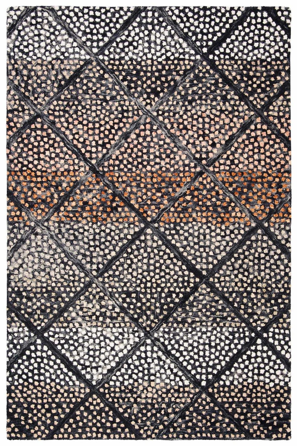 Trace 513 Contemporary Hand Tufted 100% Wool Pile Rug Navy / Ivory