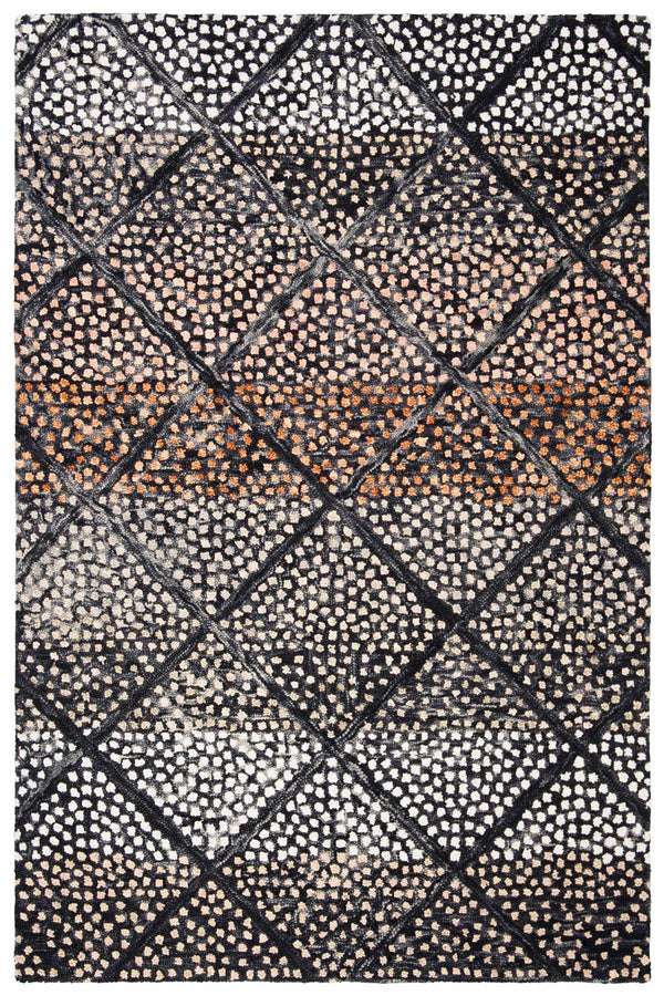 Trace 513 Contemporary Hand Tufted 100% Wool Pile Rug Navy / Ivory