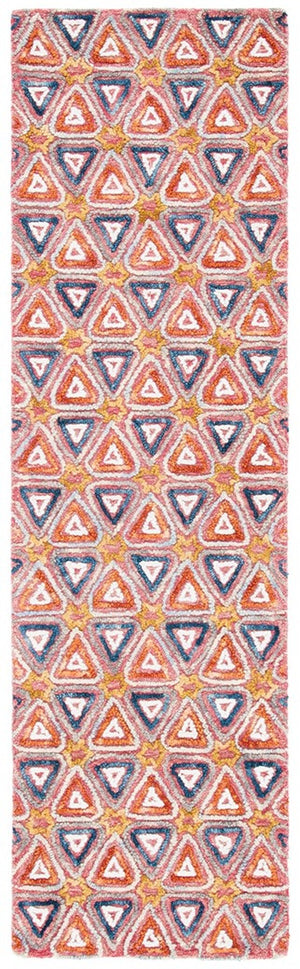 Trace 514 Contemporary Hand Tufted 100% Wool Pile Rug Red / Navy