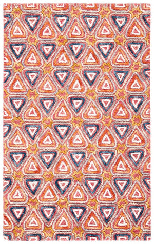 Trace 514 Contemporary Hand Tufted 100% Wool Pile Rug Red / Navy