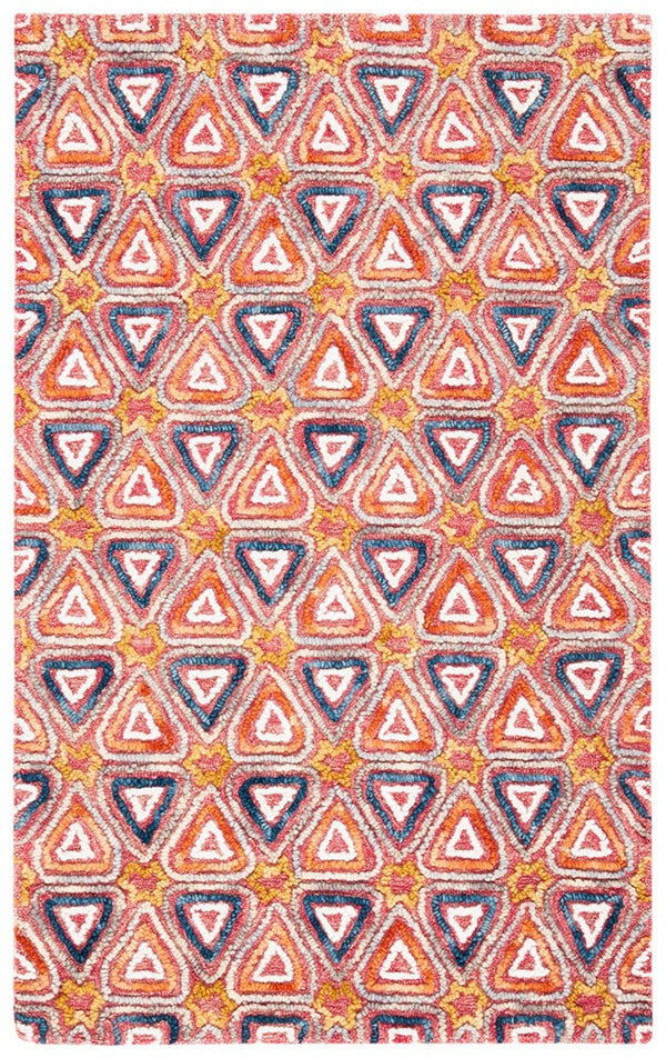 Trace 514 Contemporary Hand Tufted 100% Wool Pile Rug Red / Navy