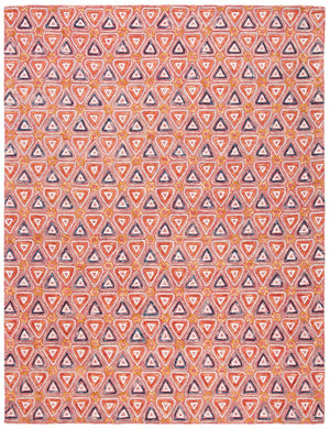 Trace 514 Contemporary Hand Tufted 100% Wool Pile Rug Red / Navy