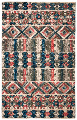 Trace 516 Contemporary Hand Tufted 100% Wool Pile Rug Grey / Navy