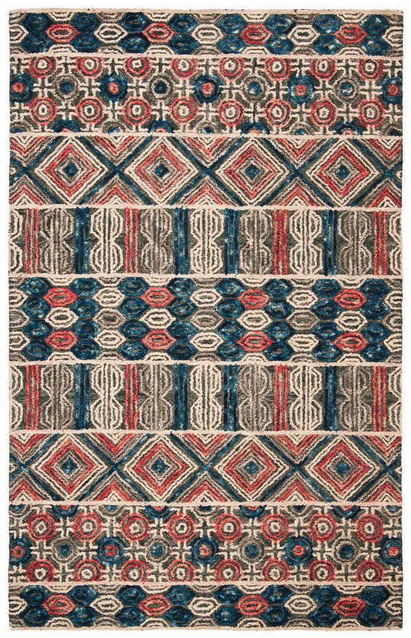 Trace 516 Contemporary Hand Tufted 100% Wool Pile Rug Grey / Navy