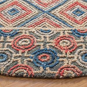 Trace 516 Contemporary Hand Tufted 100% Wool Pile Rug Grey / Navy