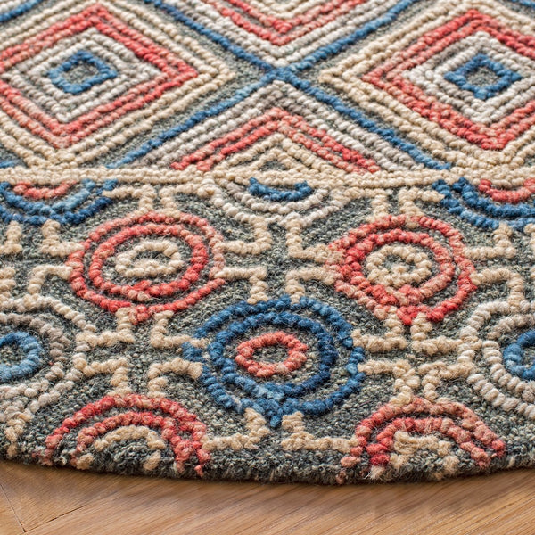 Trace 516 Contemporary Hand Tufted 100% Wool Pile Rug Grey / Navy