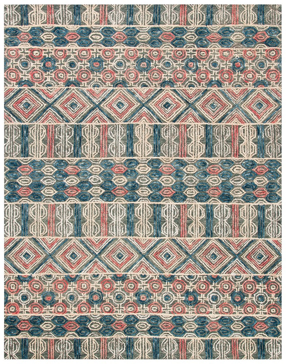 Trace 516 Contemporary Hand Tufted 100% Wool Pile Rug Grey / Navy