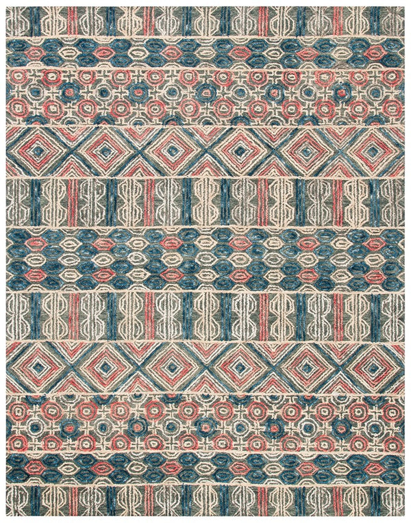 Trace 516 Contemporary Hand Tufted 100% Wool Pile Rug Grey / Navy