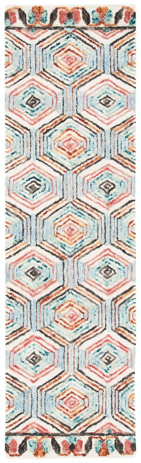 Trace 522 Contemporary Hand Tufted 100% Wool Pile Rug Ivory / Light Blue