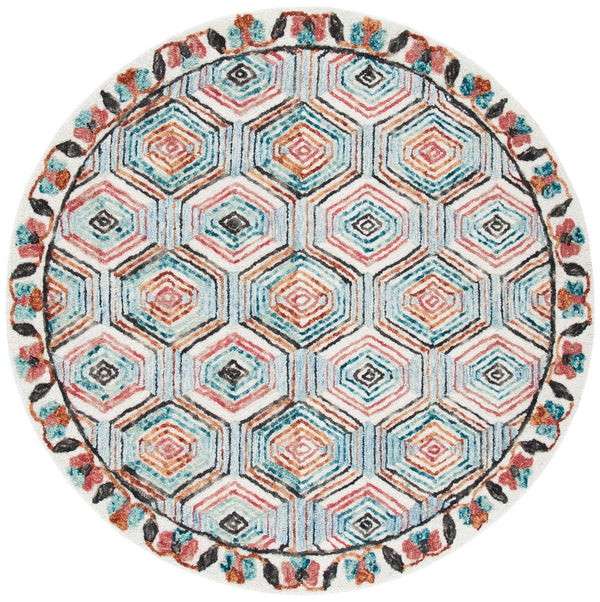 Trace 522 Contemporary Hand Tufted 100% Wool Pile Rug Ivory / Light Blue