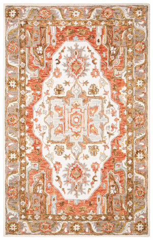 Trace 523 Traditional Hand Tufted 100% Wool Pile Rug Ivory / Red